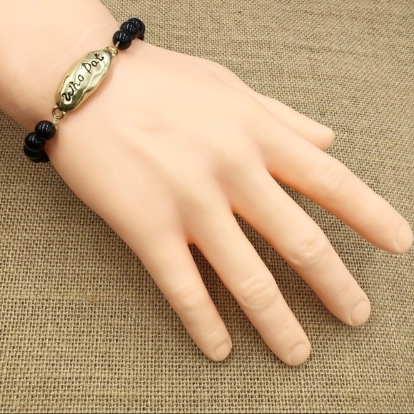 🌼 Who Dat Gold & Black Beaded New Orleans Saints Stretch Bracelet - Picture 2 of 2